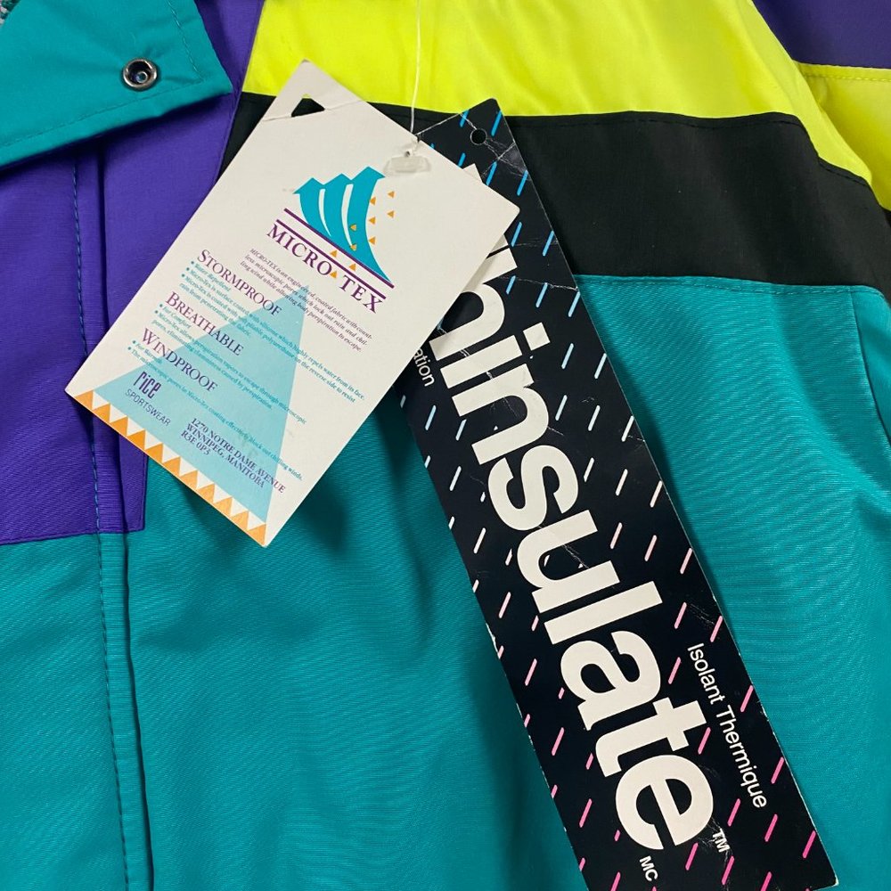 NWT 80s Vintage Rice Sportswear Action II Ski Jacket Mens 38 Color Block Green - Picture 5 of 16